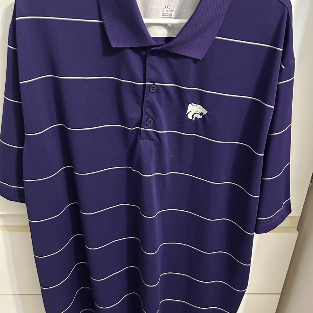 Kansas State embroidered Wildcat Purple & White Polo Shirt!